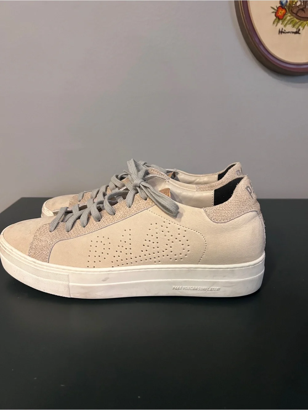 P448 Suede Low-Top Sneakers in Beige Gray